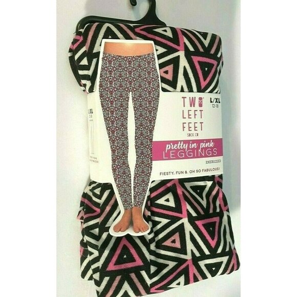 Womens Two Left Feet L/XL 12-18 Pretty In Pink LEGGINGS Energize Fiesty Fabulous - Picture 5 of 5
